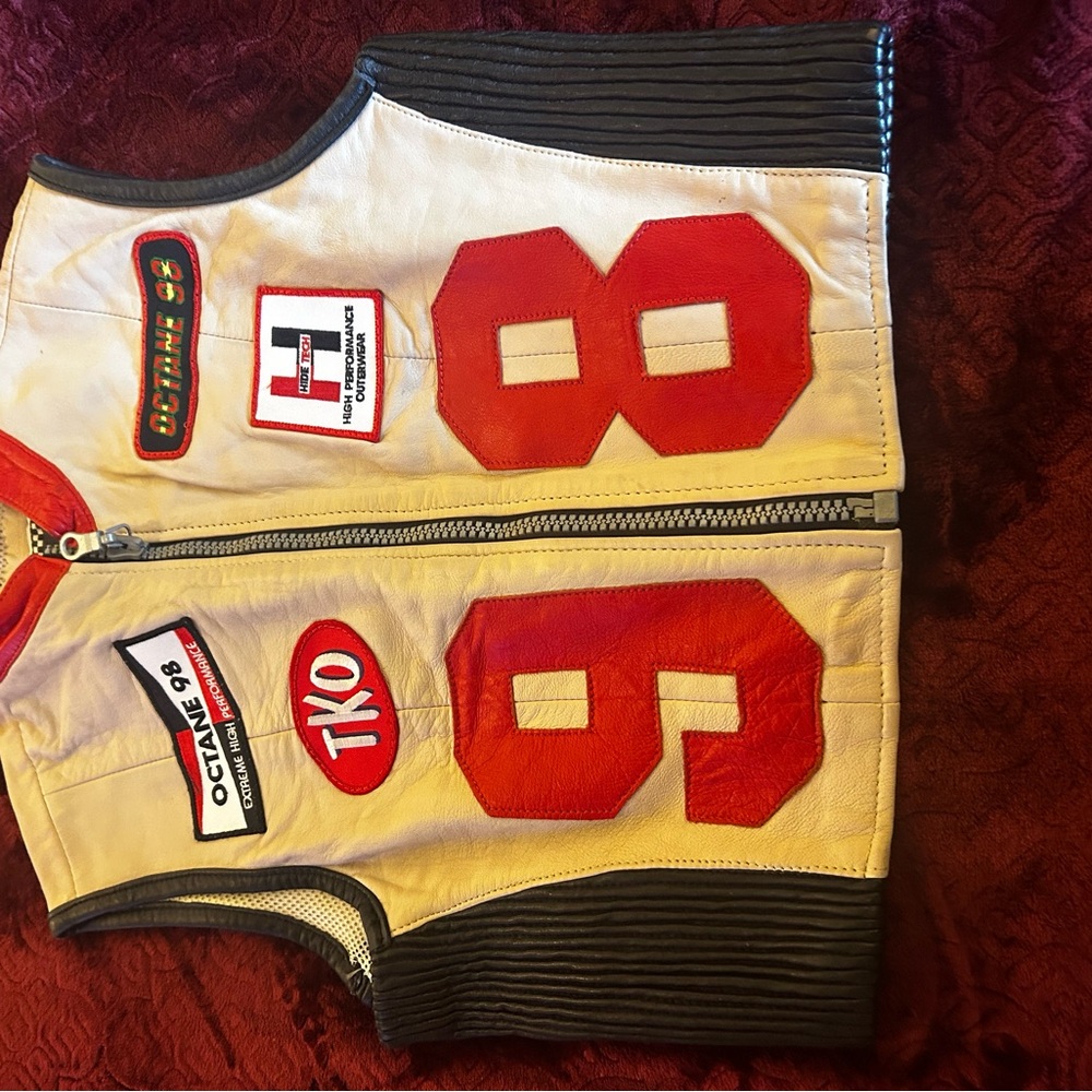 Stylish Red and White leather Women's Vest size med